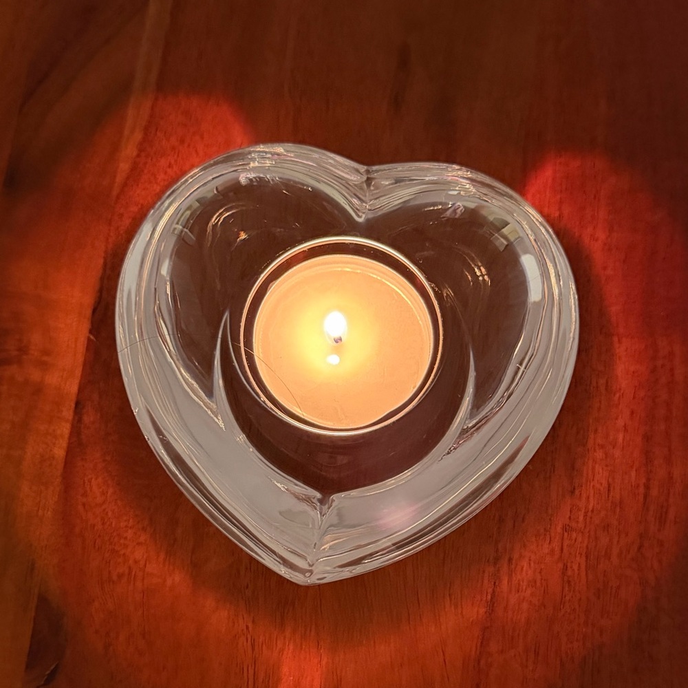 Orrefors Crystal Heart Votive Candle Holder